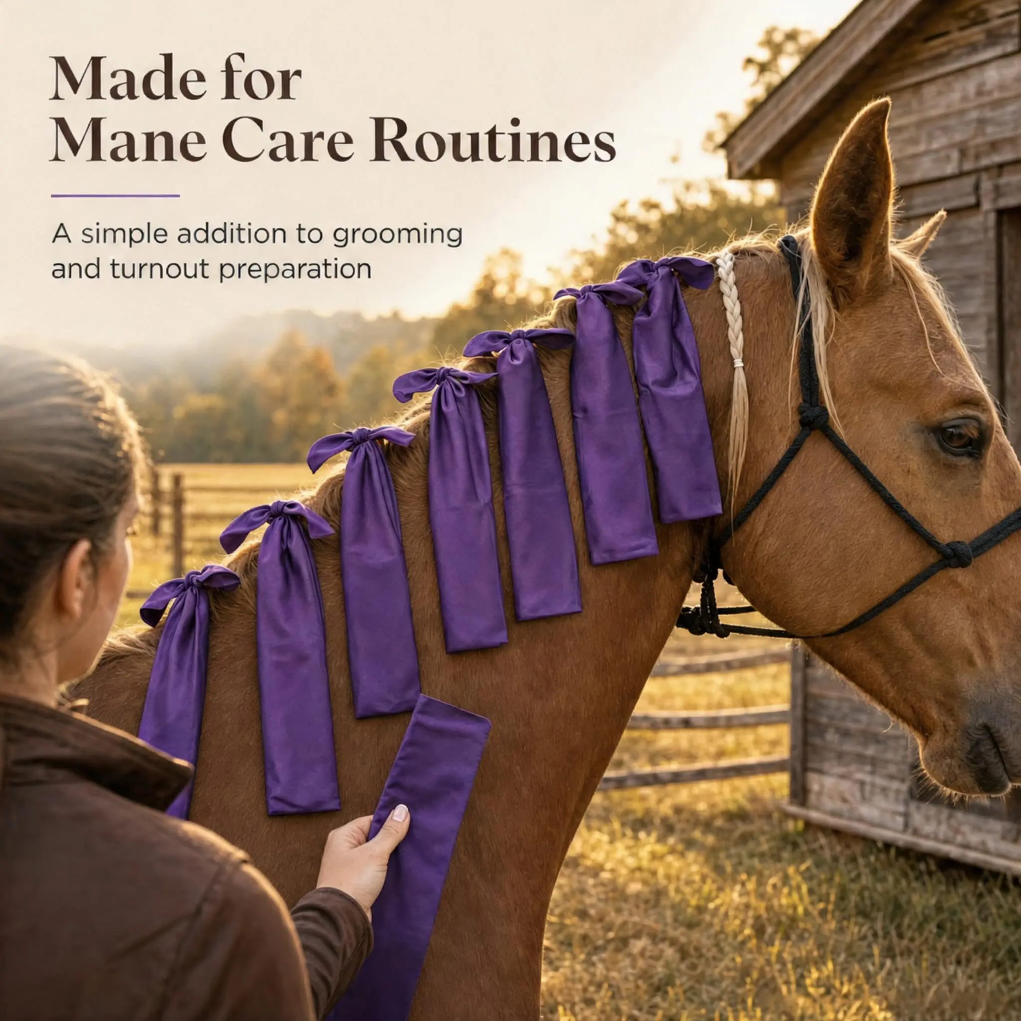 Horse Mane Bags Set of 8, Handmade Lycra Horse Mane Protectors for Braided Manes, Washable Mane Covers to Help Reduce Tangles, Breakage & Rubbing, Reusable Horse Grooming Accessories for Stable & Show Use