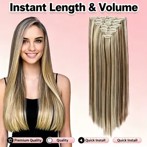 6 Pcs Women's Invisible Clip-In Hairpieces, Long Straight Synthetic Hair, Secure Clips, Easy Installation, Versatile Styling