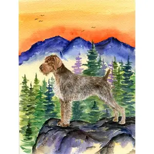 Carolines Treasures  German Wirehaired Pointer Canvas Flag - House Size- 28 x 40 in.