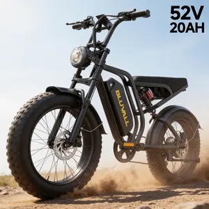 [BLUALL] All-Terrain 1500W Peak Motor Electric Bike – Top Speed 34 mph, Range 40-60 miles, 48V/52V Removable Battery, Dual Suspension and Extra-Wide Tires, Perfect for Off-Road and City Adventures, Comes with Turn Signals and Brake Lights for Safety,