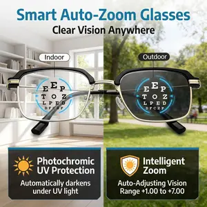 Auto Focus Transition Photochromic Blue Light Blocking Glasses for Men Women, Smart Progressive Multifocal Readers, Smooth No-Line Lens for Clear Far Near Vision No Dizziness, Anti-Glare Computer Screen Eyeglasses, Practical Useful Gifts for Parents