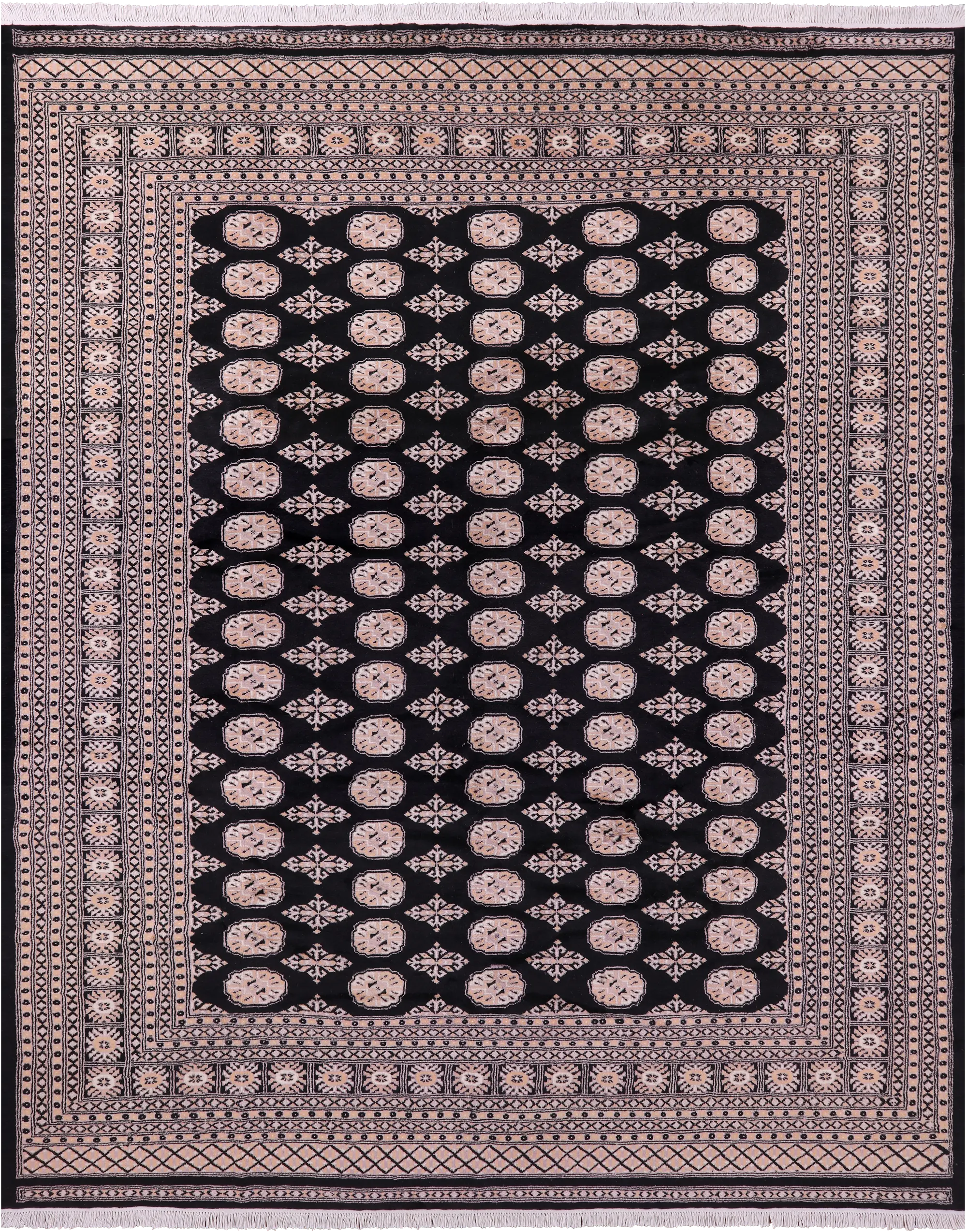 Black Bokhara Hand-Knotted Wool Rug - 8' 2" X 10' 2"