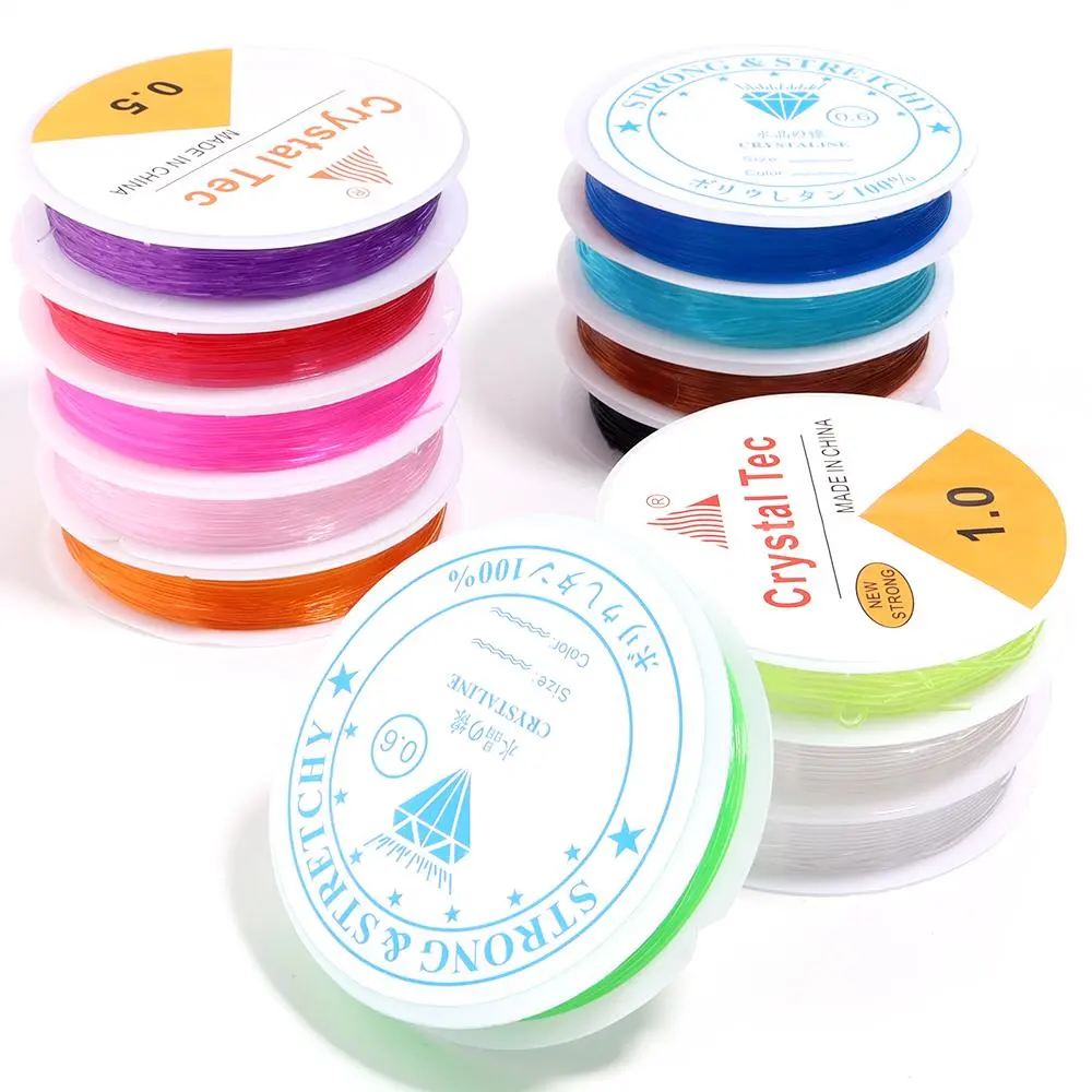 5-15M/Roll 0.6/0.8/1mm Elastic Thread Colorful Elastic Stretch Crystal String Cord For Jewelry Making Bracelet Beading Thread