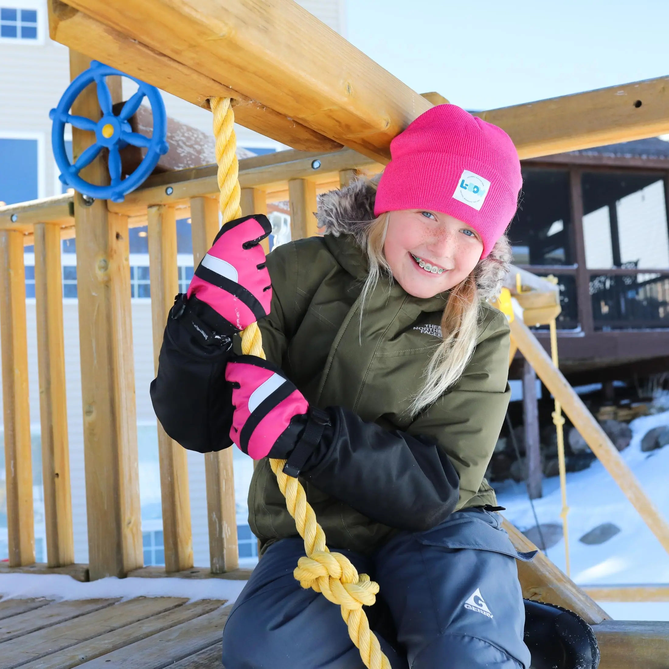 L-Bow Superior Breathable Girls Gloves Winter Pink
