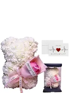 Bear Rose Gift Box for Mother's Day, Valentine's Day, Anniversary, Perfect Present for Mom, Girlfriend, Best Friend, Elegant Floral Design