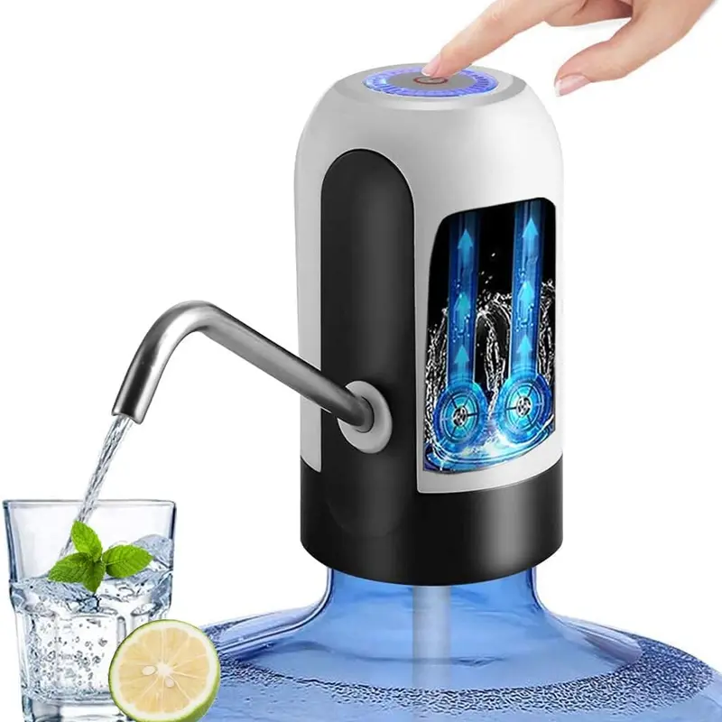 Countertop 5-Gal Automatic Water Jug Pump Dispenser, USB-Charging Rechargeable Battery, BPA-Free 304 Steel Parts, ABS, 1-Switch Operation, Kids-Friendly, 3-5 Gal Universal Fit, 4-6 Bottles/Charge, Kitchen Gadgets for Home, BackToSchool