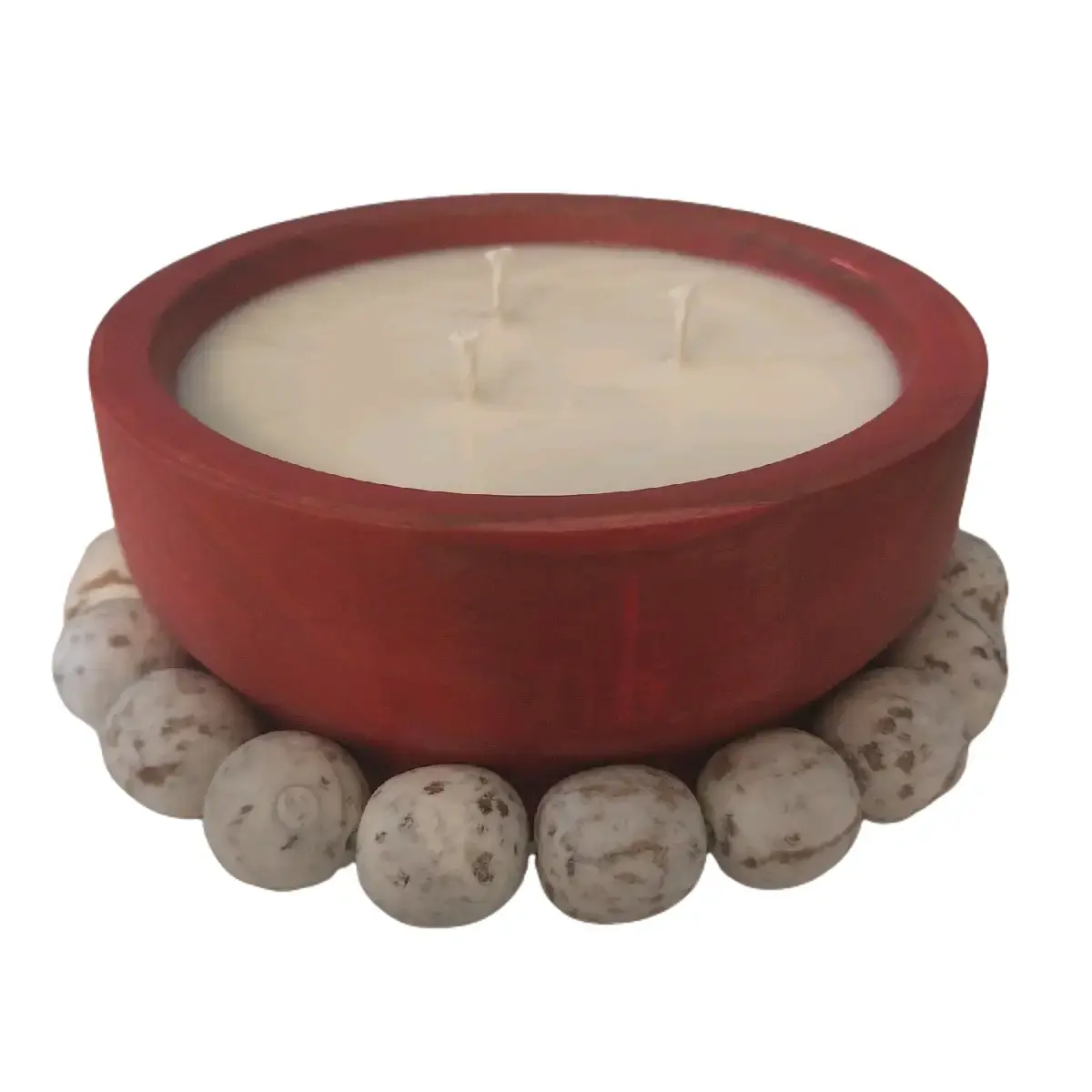 Wooden Beadsy Bowl 3- Wick Candle. Made with 100% Soy Wax. Net Wax Weight 13oz. Assorted Scents and Colors, see variations for scent/color options.