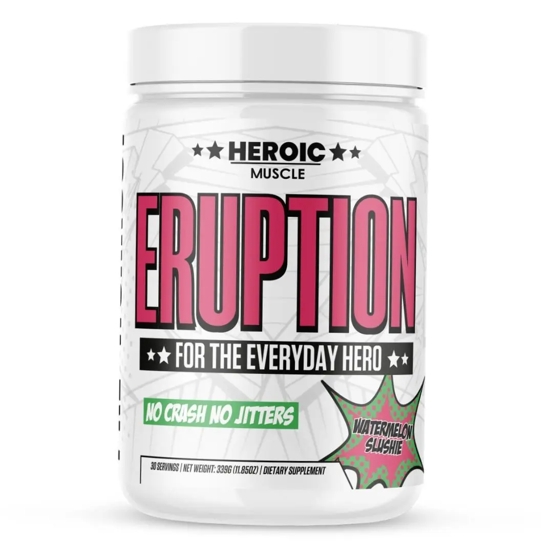 Eruption Pre-Workout Powder Drink aiding in Mental Focus and providing a Fat-Burning Thermogenic by Heroic Muscle