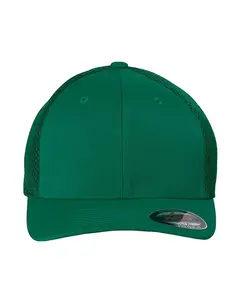 Flexfit Unisex 6-Panel Structured Mid-Profile Cap, Ultrafiber Material with Spandex, Airmesh Sides & Back for Breathability, Kelly Green Sporty Trucker Hat for Daily Wear (Women's Trucker Hat Option)