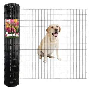 Black PVC Coated Welded Wire Fence 48 Inch x 50 Foot, 2 Inch x 4 Inch 14GA, Garden Border Fencing Roll Vinyl Coating Metal Wire Mesh Hardware Cloth for Yard Vegetable  Protection