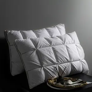 700 F.P Luxe Puff Down Pillow - 100% Goose Down & Polyester Fiber - Three-Chambered Design - 80% Cotton Fabric - Perfect for Comfort - Standard, Queen, King Sizes