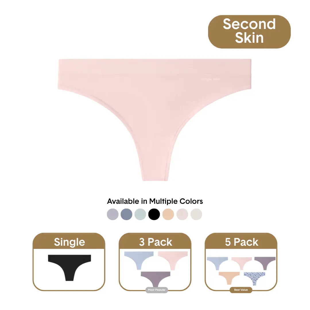 Tommy John Women’s Second Skin Thong with Lace Waist & Luxe Rib Options | Luxury Soft Modal Fabric, No Ride-Up Fit