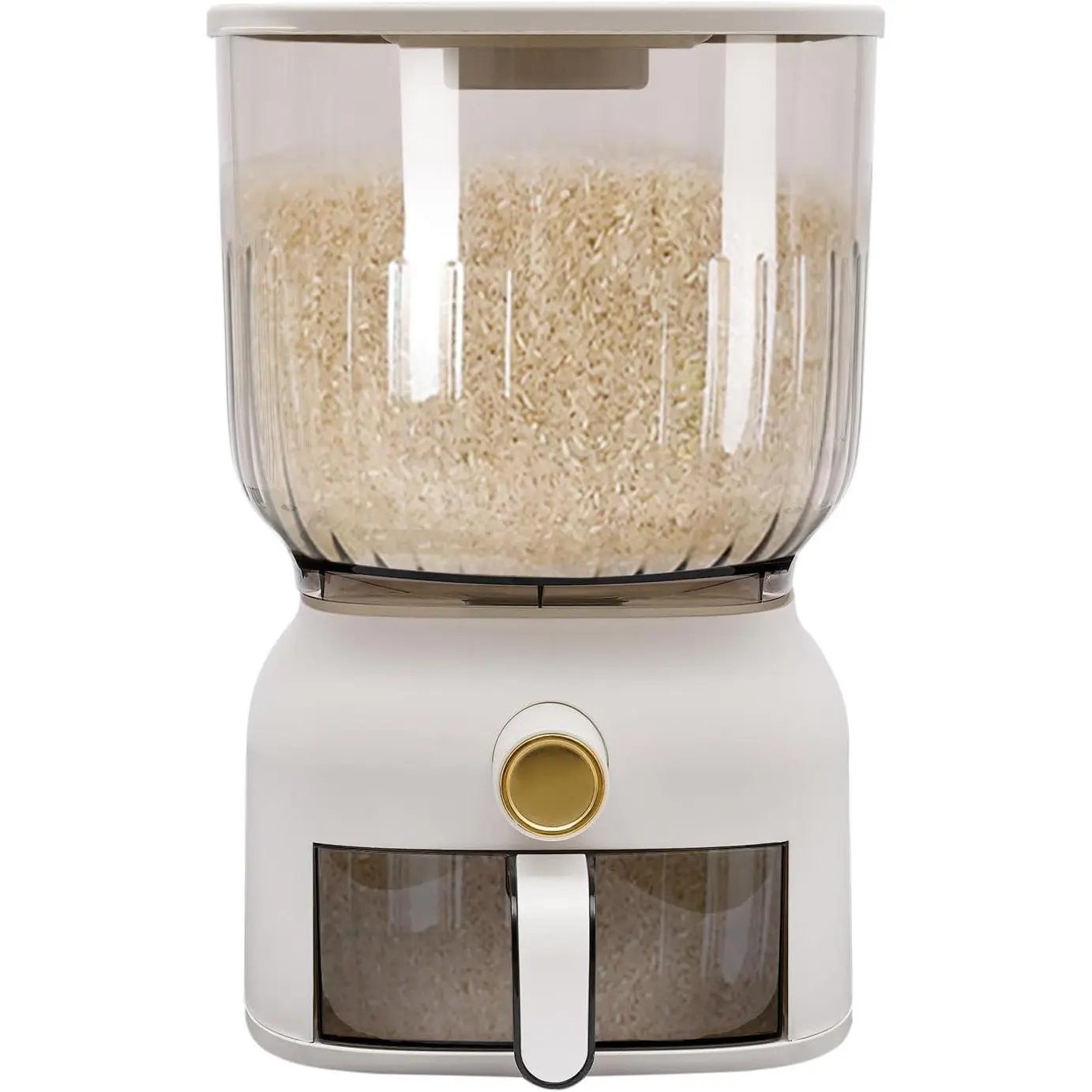 Hermetic Square Rice Dispenser with Cover & Lid - 13.23 lbs Airtight Food Container, Large Sealed Grain Storage with Cup, for Rice/Beans/Cereal, Kitchen Organizer, Microwave & Dishwasher Safe, Pantry Essential