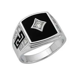 925 Silver Rings Onix Fancy Rhodium Plated sterling sliver