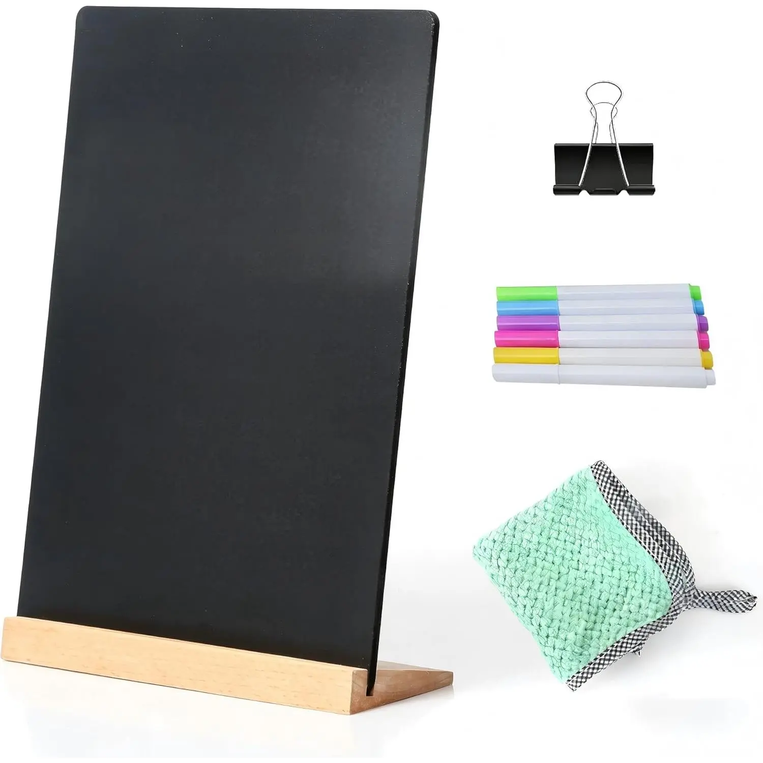 1 Pack 8.6x11.7 in Vertical Double-Sided Mini Chalkboard Sign with Stand - House Decoration Desktop Plaque, Coffee Shop Menu Message Board for Birthday, Wedding Events