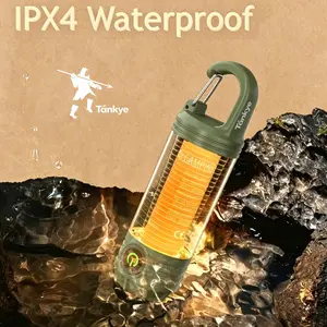 2-in-1 LED Camping Lanterns and flashlights for Hurricane, Hiking, Home, Emergency, Rechargeable Camping Lantern with 6 Lighting Modes, IPX4 Waterproof, Compact Design, One-Hand Hold, Green