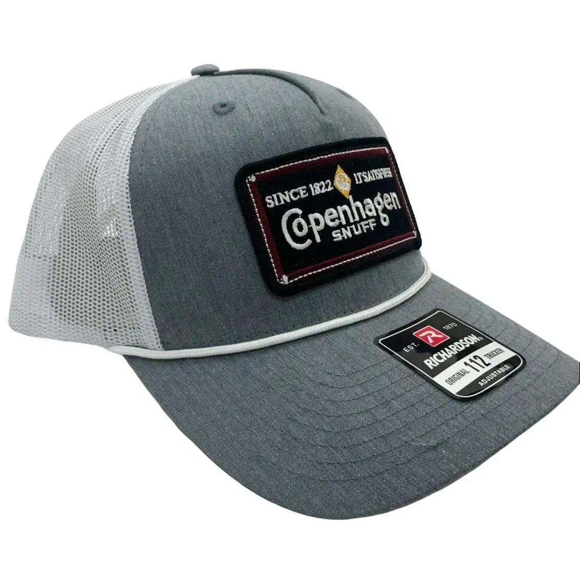 Richardson 112 Gray & White Mesh Snapback Trucker Hat with Embroidered Patch