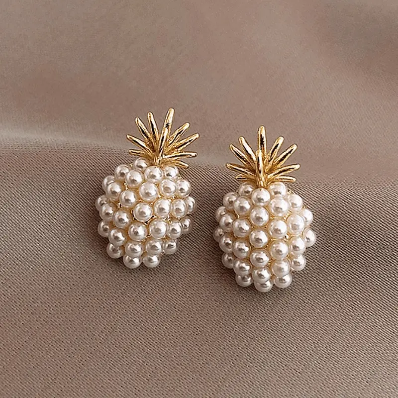 1 Pair of Exquisite Pineapple Earrings | Fashion Idea, Gold Color, Mosaic Resin Detail, Elegant Jewelry, Perfect Birthday Gift, Suitable for Teens