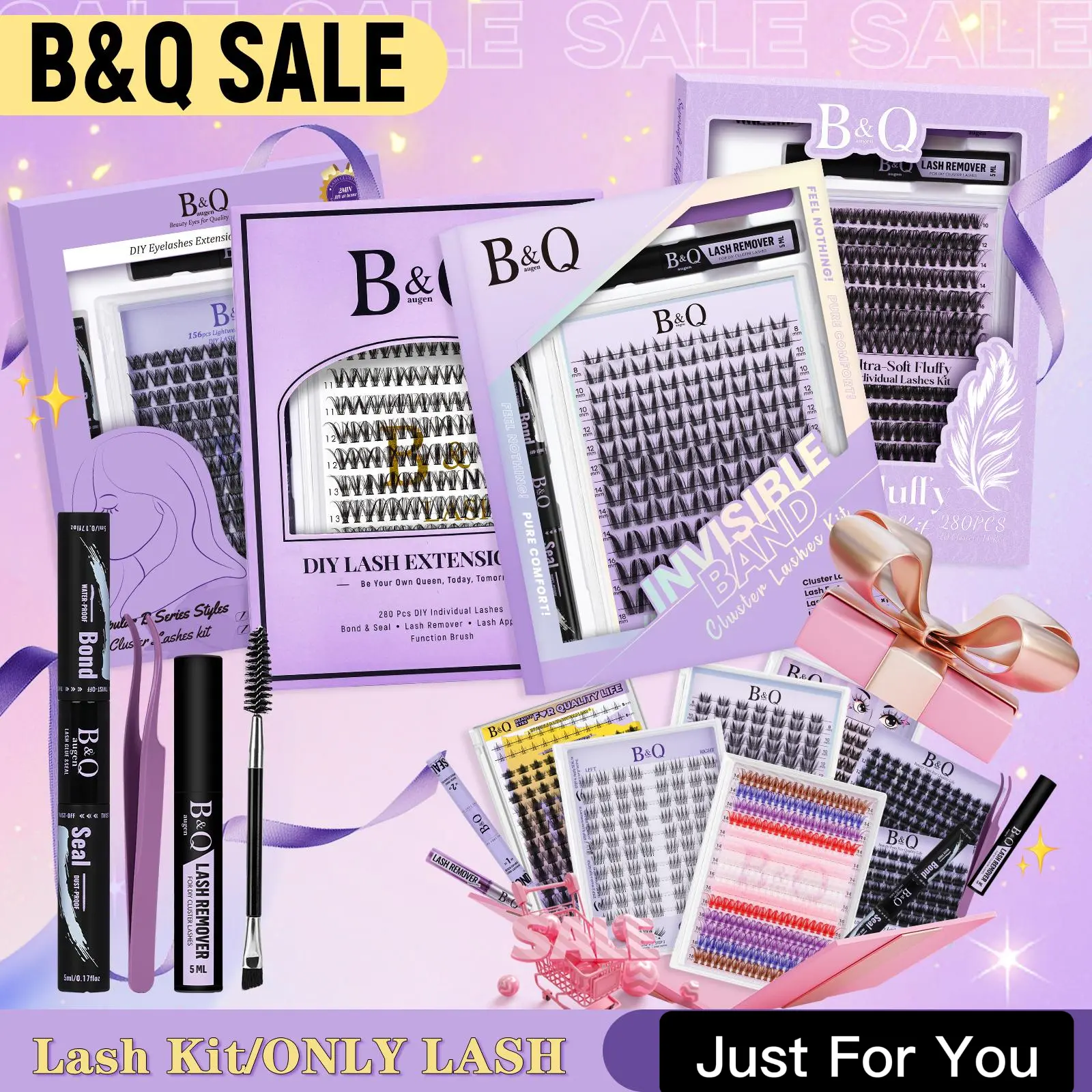 B&Q Brand Product Sale--DIY Eyelash Clusters Bond&Seal Lash Glue Makeup Cosmetic Kit for Professional Look & Time Saving Application #dealsforyoudays