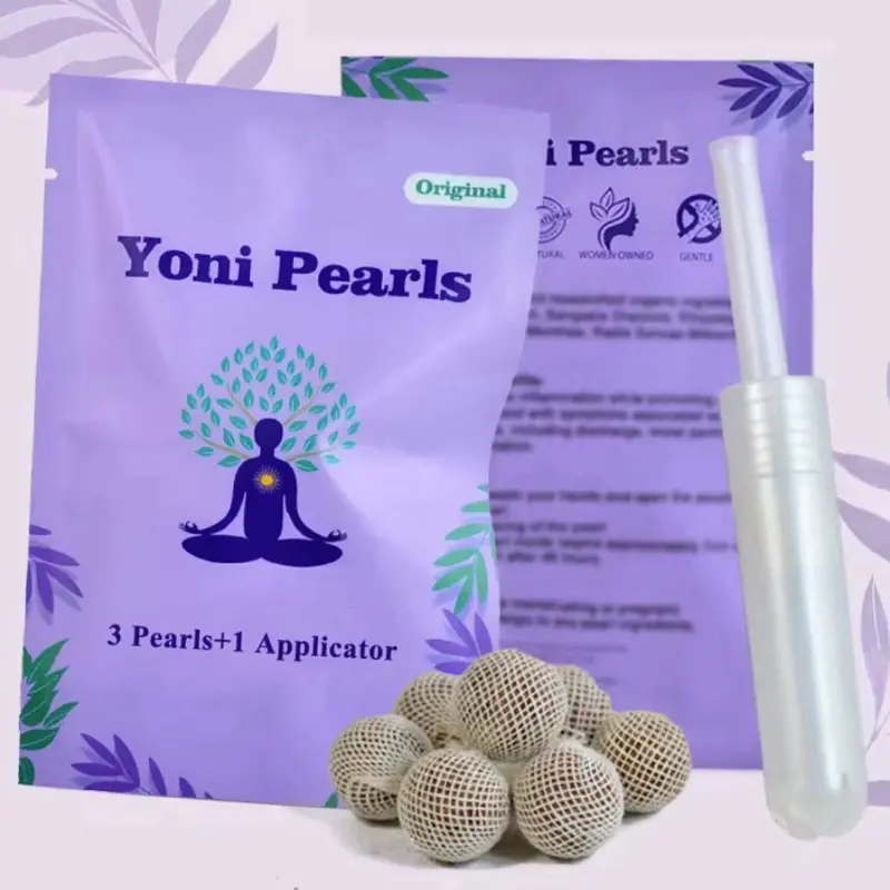 Women's Herbal Yoni Detox Pearls 3-Count Set - Organic Feminine Cleanser with Applicator for Intimate Care, Intimate Wash, Gentle, Cleansing, Saffron, Angelica, Detoxifying, Cnidium