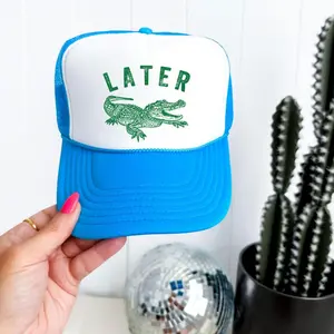 Later Gator Trucker Hat for Men & Women | Funny Quote Teen Snapback | Retro Style Adjustable Cap | Dad Joke Mesh Hat | Alligator Graphic Hat