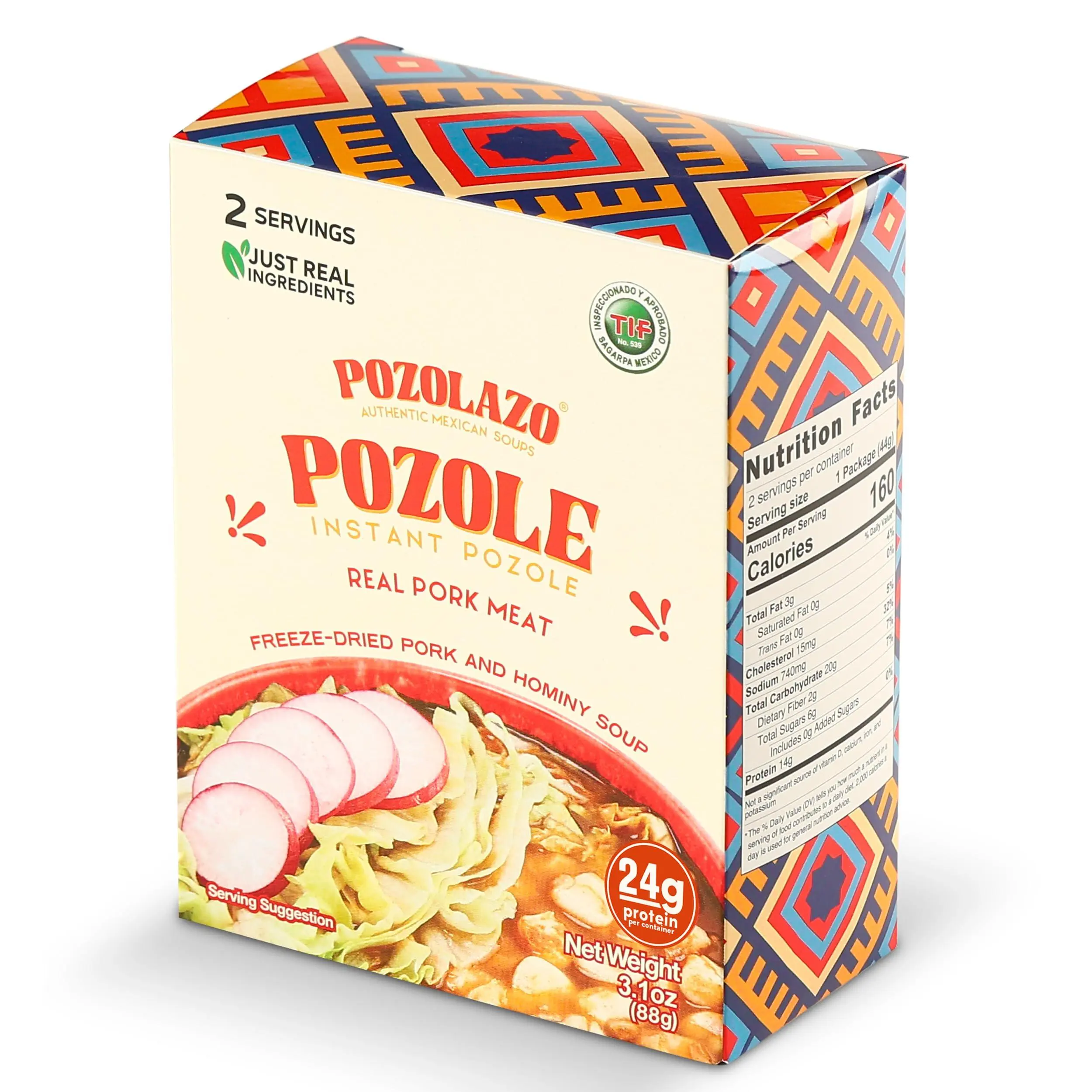 POZOLAZO Pork Pozole, 1 Pack, Instant Freeze-Dried Meal Food Homemade