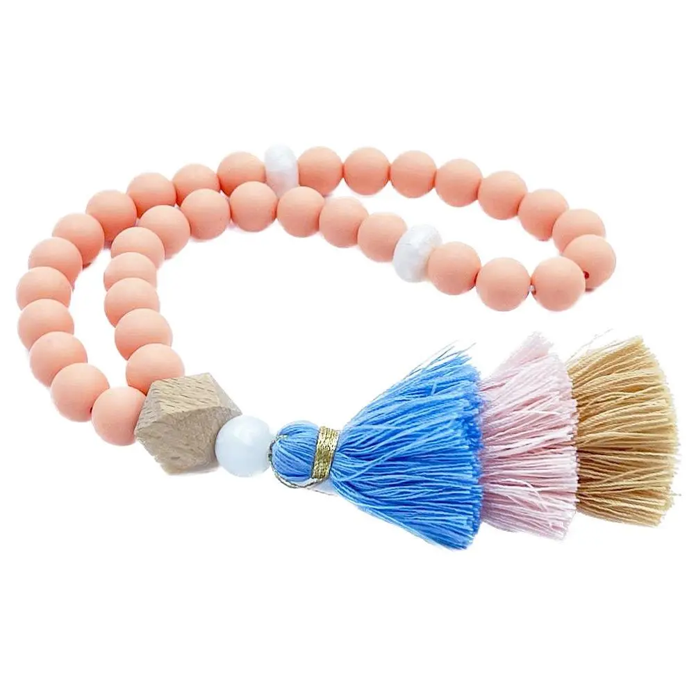 Children's Islamic Tesbih Silicone Prayer Beads - Large 33 Count - Peach/Blue