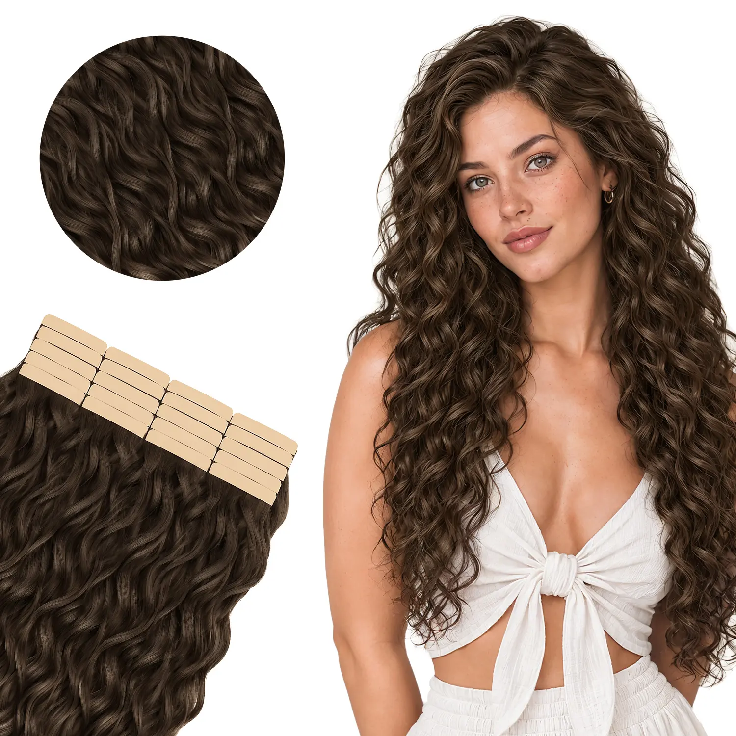 GOO GOO Elf Curly Tape In Hair Extensions, 18–24 Inch Human Hair Tape In Extensions for Natural Length, Volume & Beautiful Curls #sohochic #TikTokShopFallDealsForYou