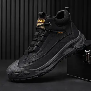 【DealsforYouDays】Men's Rugged Outdoor Hiking Shoes with Anti-Collision Rubber Toe Cap. Chunky Non-Slip Tactical Sneakers for Work, Camping & Trail. Comfortable Vintage Style Footwear.