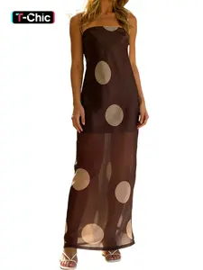 Women's Polka Dot Print Halter Dress, Fashionable Chic Feminine Elegance for Various Occasions, Evening, Formal Stylish Elegant Sleeveless Summer Dress