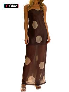 Women's Polka Dot Print Halter Dress, Fashionable Chic Feminine Elegance for Various Occasions, Evening, Stylish Sleeveless Summer Dress