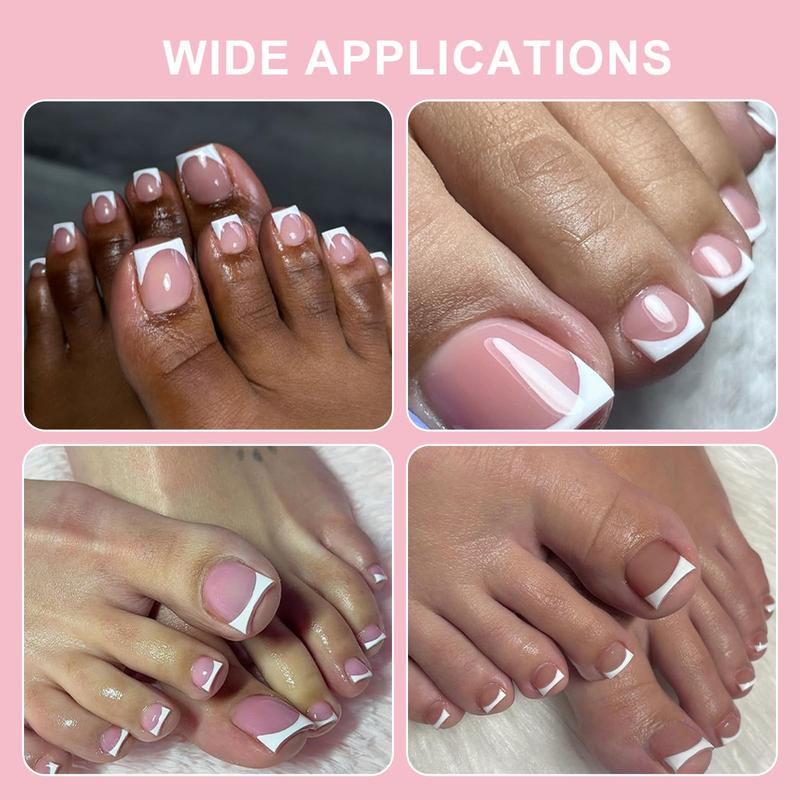 150-Pack French Press-On Toes - Pre-Designed Square Soft Gel Wide Toe Nail Extensions,Gifts for girls,Berry Pink Full-Cover Acrylic DIY Kit with 15 Sizes