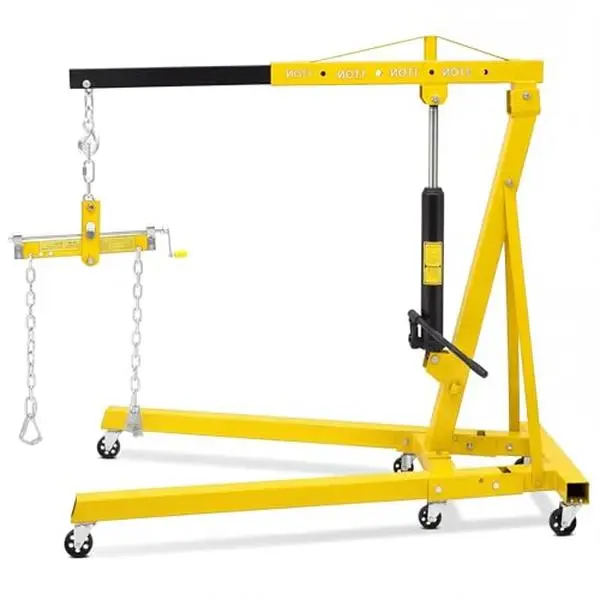 2 Ton Engine Hoist with Lever Stabilizer, Foldable Cherry Picker - Heavy Duty Hydraulic Engine Lift, Automotive Garage Engine Crane