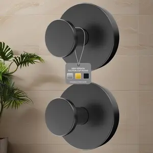 2pcs Black No-Drill Bathroom Wall  Set| Includes Shower Suction , Durable  Bathrobe Sponge Hangers, Detachable Stainless Steel Tile Glass Mirror  load capacity  festive home decor Rechargeable UV-C Toothbrush Sterilizer tooch  bru removable towel hook