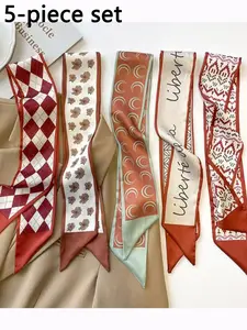 5 Pcs Silk Scarf Bag Decorative Strips, Long Thin Bag Decoration Ribbon, Luxury Atmosphere, Versal Handbag Accessory, Adjustable Chain Strap