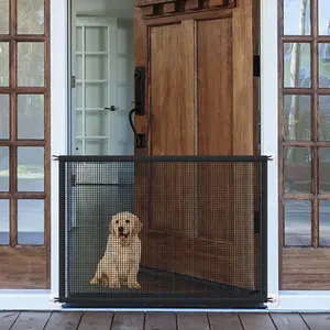 Portable Magic Pet Gate for The House, Mesh Safety Fence Guard for Kids or Puppies, Easy Install Anywhere on Stairs and Doorways, 43" W x 30" H, 8 Hooks