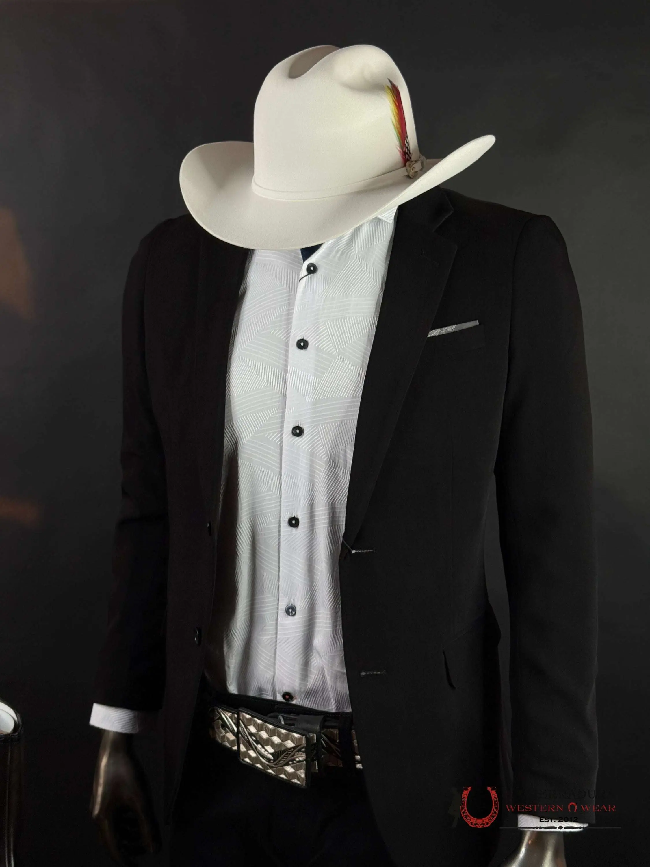 PLATINI MENS BLAZER BLACK W/ GREY FORAL BLZ9926