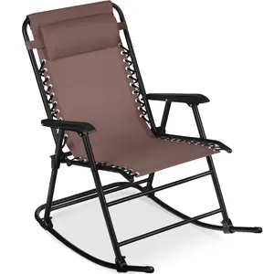 Best Choice Products Folding Outdoor Zero Gravity Rocking Lounge Chair w/ Headrest Pillow