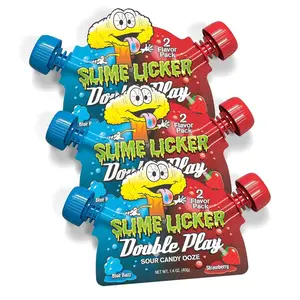 Slime Licker Double Play - Sour Candy Ooze - Strawberry & Blue Razz Flavored - 1.4 oz - 3-Pack