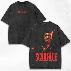 Scarface x Tony Montana + Gangster Vibe + Heavy Cotton Vintage Print + Washed Streetwear Tee + Collector Drop