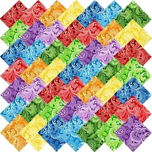 5"x 5" 50 PCS 100% Cotton Floral Fabric Squares Bundles Quilting Supplies for Sewing DIY & Quilt Beginners— Paisley
