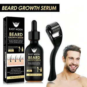 【Buy 1 get 1 free】  EAST MOON Beard Growth Serum &Derma Roller Kit, Beard Care Nutritional Oil,Making Beards Thicker and More Shiny, DailyBeard Care Products for Men, Holiday GiftsFather's Day