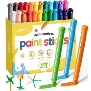 Silky Twistable Crayons, Washable Crayons for Kids Ages 4-8, Non-Toxic, Quick-Dry Paint Sticks with Interlocking Caps for Creative Building, Works Great on Paper, Wood, Canvas