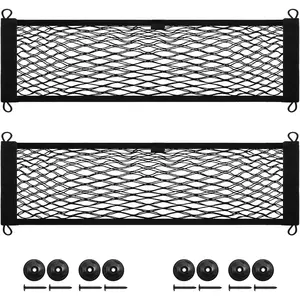 2 Pack Cargo Storage Net, 28.7"x9.8"  Cargo Net Pocket Universal Accessories Elastic Automotive Large Cargo Net Storage Mesh Pocket with 8 Mounting Screws, Hooks for   SUV Boat