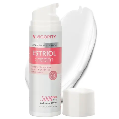 Vigority Bioidentical Estriol Cream - Plant-Based Antioxidant Formula for Menopause Relief, Estriol Support, Hormone Balance, Lightweight Quick-Absorbing Paraben-Free Skincare Moisturizer with Wild Yam, Bottle-Included Body Care for Adults