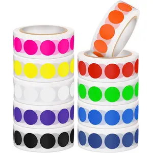 10000 count 1/2" Round Color Coding Labels Circle Dot Stickers, 10 Assorted Colors for  Office Classroom (10 Rolls,1000 Labels/Roll)
