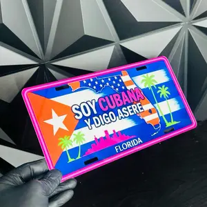 Plastic Car Exterior Number Plate Decor Sign - Empowering Edition with "Soy Cubana y Digo Asere" Slogan