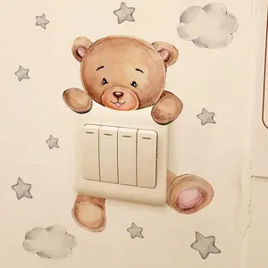 Cartoon Bear Star Switch Sticker For Kid Baby Room Bedroom Decoration Mural Self-adhesive Home Decor Cute Wall Decals