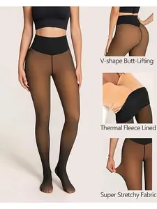 THE ORIGINAL! 4 SHADES·SIZE XS-3XL . MAGIC FLEECE LINED LEGGINGS·CLOSED FOOT(LOOKS LIKE PANTYHOSE) Winter Comfort Fleece Tights Available in Plus Size and Brown Fur Womenswear Bottoms