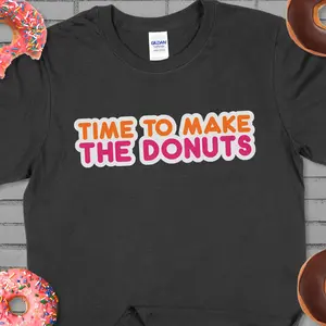 Dunkin' Donuts Time To Make The Donuts T-Shirt, Vintage 80's Humor Tee Breathable Classic